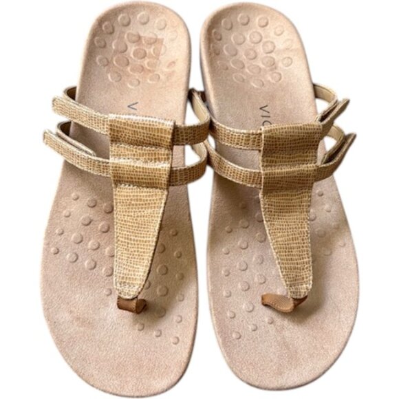 Vionic Elvia Adjustable Slip-on Orthotic Faux Leather Sandal - Toffee - 11 - Picture 3 of 11